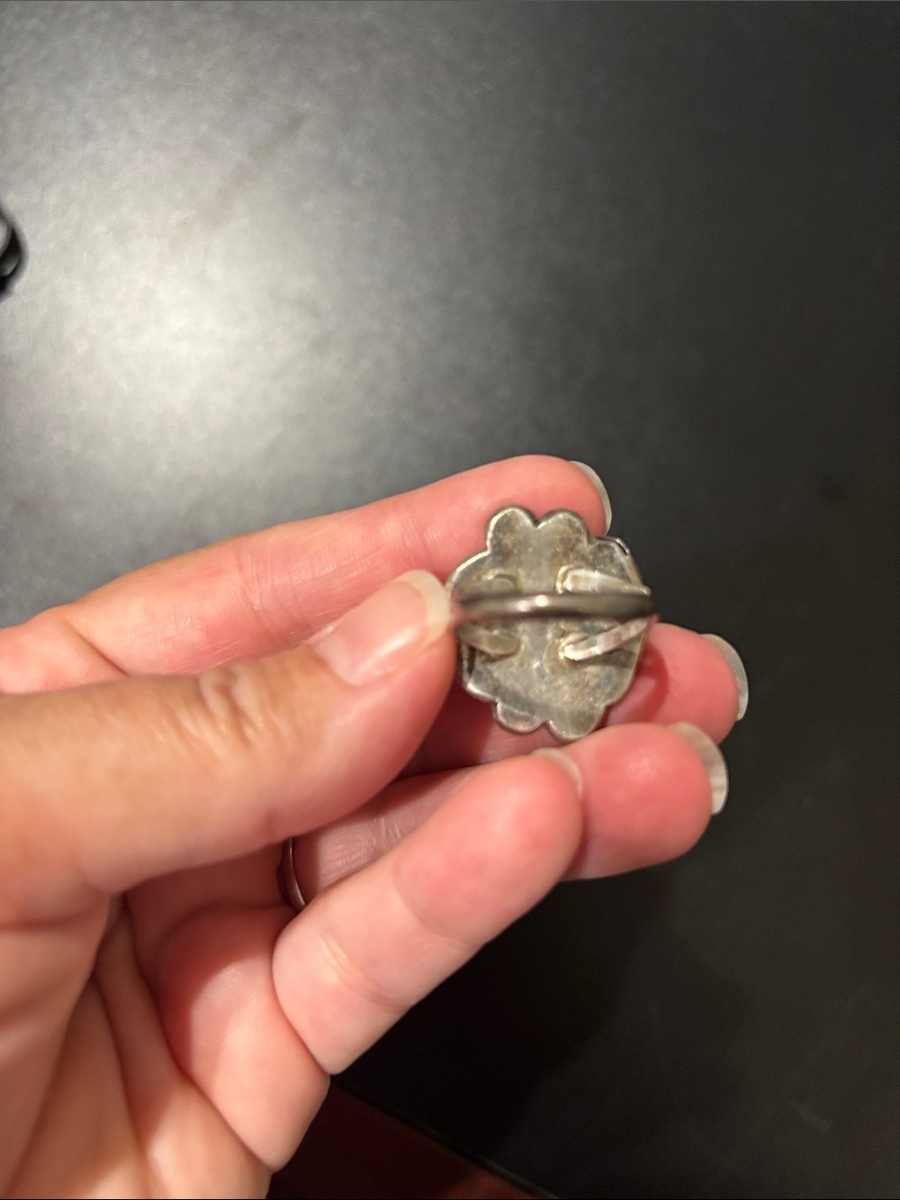 Green Turquoise Sterling Leaf Ring - Picture 3 of 5